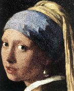 VERMEER VAN DELFT, Jan Girl with a Pearl Earring (detail) set oil on canvas